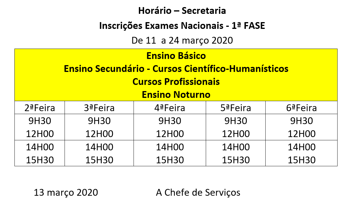 Horarios inscricoes exames provas versao2