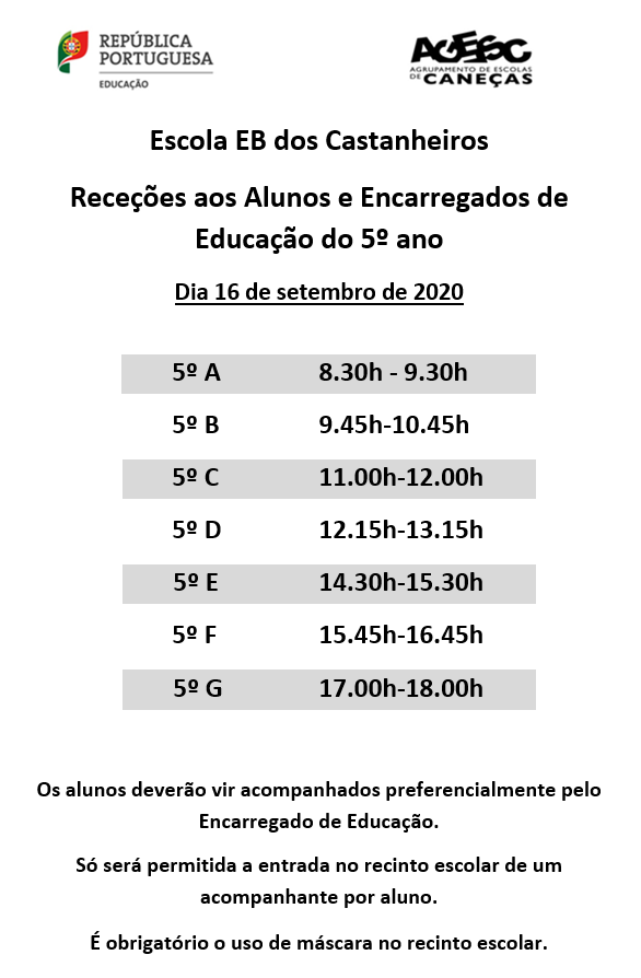 rececao alunos 5 ano