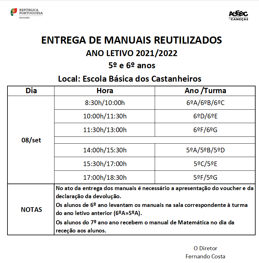 entrega manuais escolares reutilizados 5 6 7