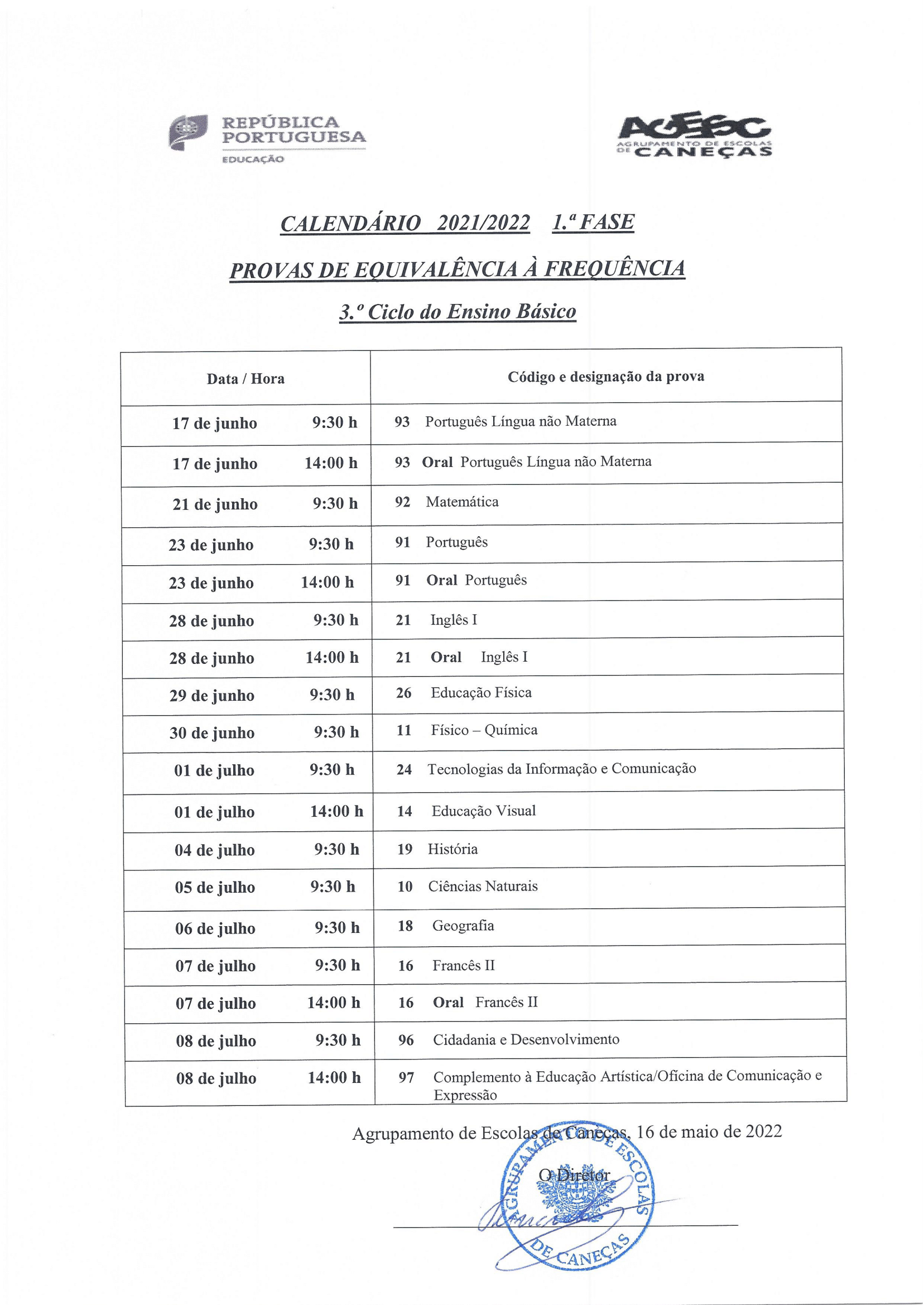 Calendario PEF 1 ciclo 1 Fase 2022 1