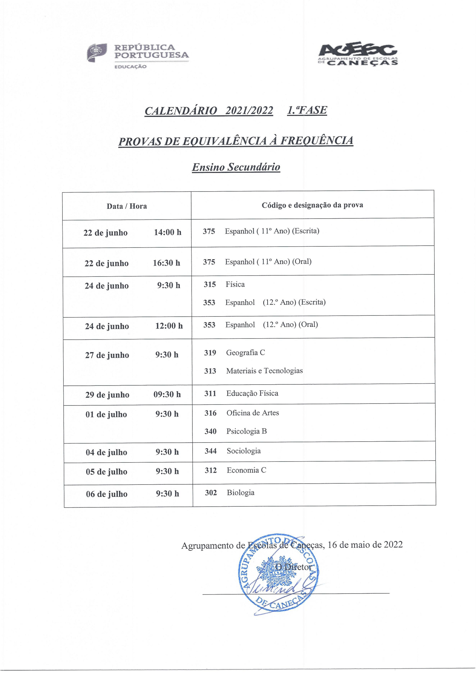 Calendario PEF 1 ciclo 1 Fase 2022 1